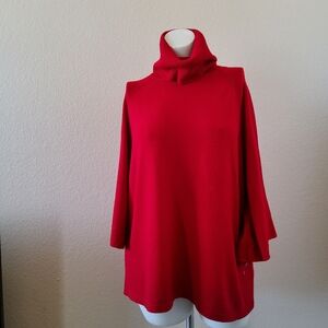 Eileen Fisher 1X Red Merino Wool Turtleneck​ Sweater